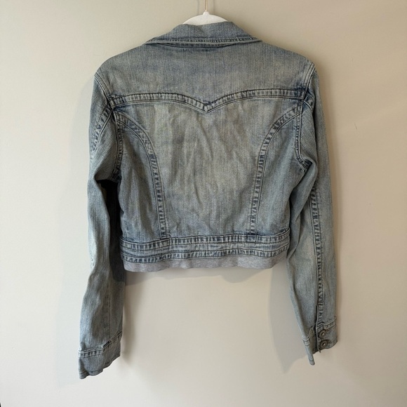 Garage Light Blue Jean Jacket Cropped Size M Denim Streetwear Casual - Picture 2 of 12